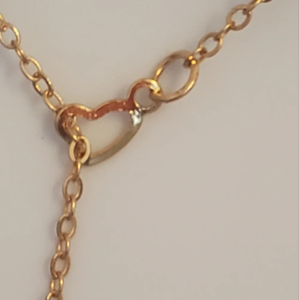💚5/$25 Gold Tone Lariat Interlock Chain Heart Dainty Pendant Necklace - Picture 3 of 6